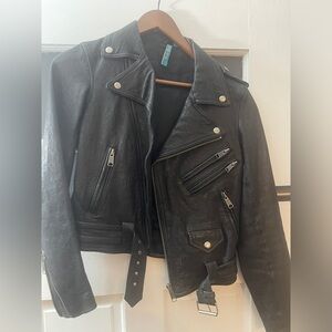 Vintage 100% Leather Truth + Pride Motorcycle Jacket